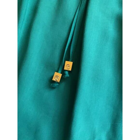 Michael Michael Kors Peasant Retro Gold Stud Detail XS Teal Boho Blouse NWT - Picture 8 of 8